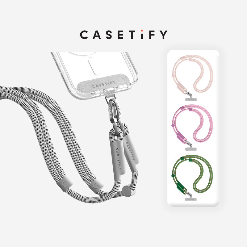 Phone Accessories Usa - CASETiFY ウーブンコードフォンストラップセット クールグレー/ソフトミストパープル 全iPhoneモデル対応 スマホアクセサリー ランヤードストラップ
