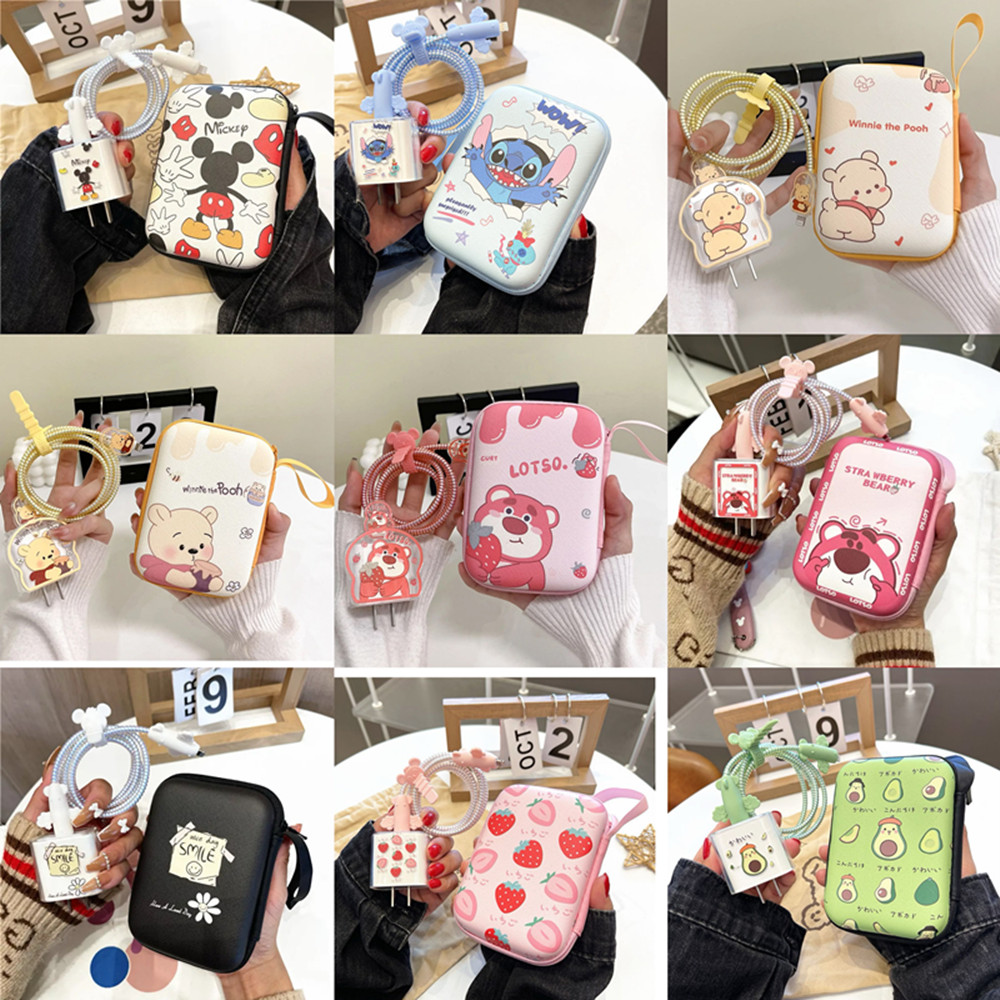 Phone Accessories Box Set - IPhoneおよびiPad用漫画ケーブルプロテクター,充電器ケース,電話ワイヤーオーガナイザー,アクセサリー,ケーブル管理,18W, 20W