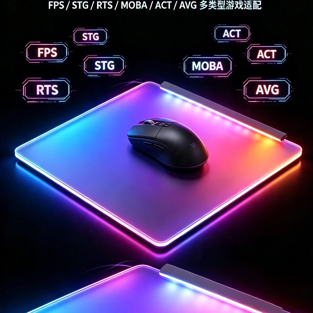 Phone Accessories App - 発光RGBマウスパッド FPS強化ガラス eスポーツゲームマウスパッド カスタム 5v3/スマホアプリ/USBボタンコントロール デスクマット