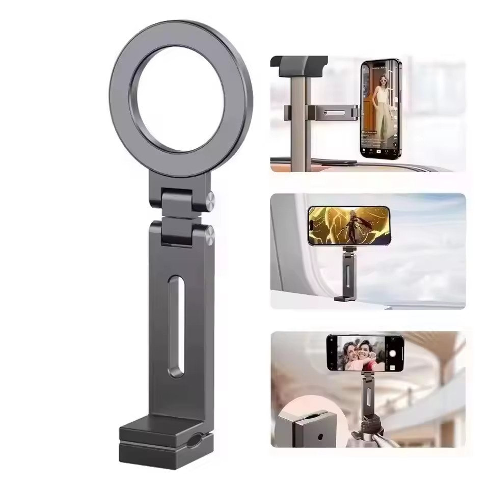 Phone Accessory - ユニバーサル磁気式スマホホルダー 旅行必需品 フレキシブル回転 ハンズフリー 飛行機用スマホマウント シート調整可能