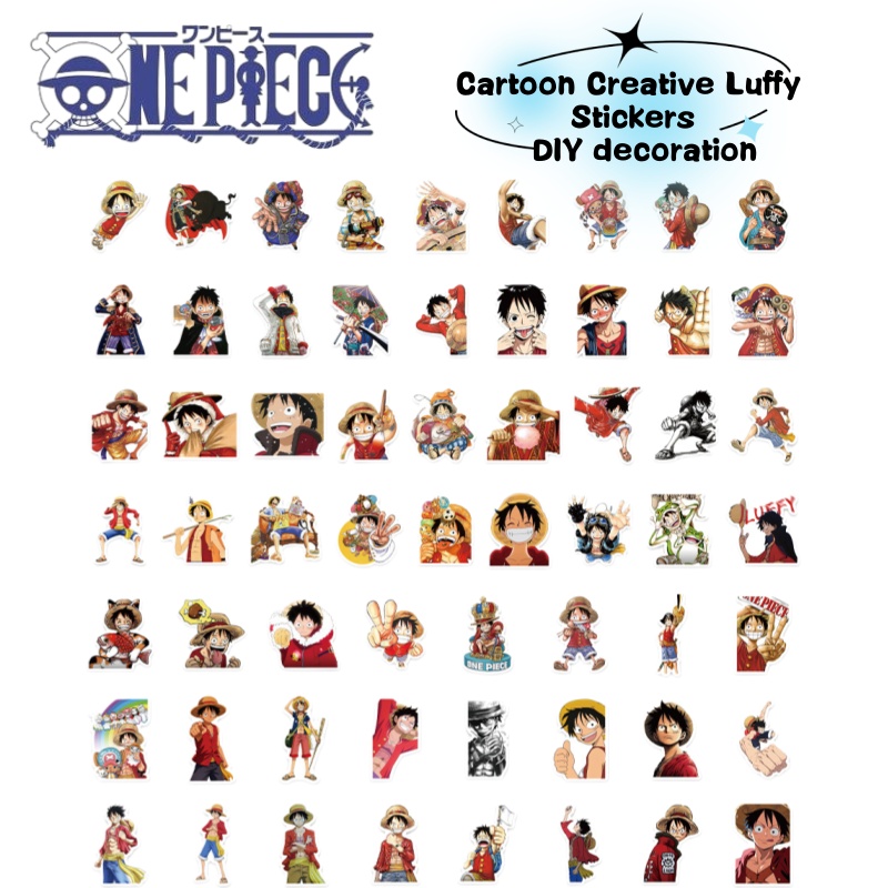 Phone Accessories Diy - ワンピースのアニメキャラクター、ルフィの漫画風落書きステッカー。水筒、スマホケース、荷物、DIYステッカー装飾に。