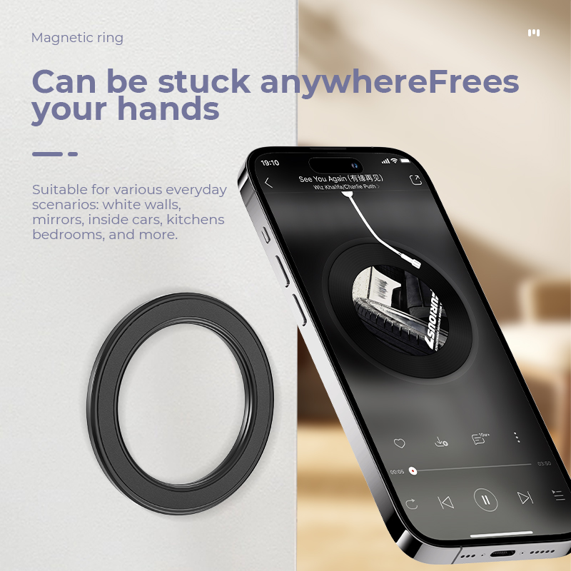 Phone Accessory - MagSafe対応 強力マグネットリング式スマホホルダー 粘着マグネット壁掛け携帯電話マウント 車載ダッシュボードマウント iPhone 15用