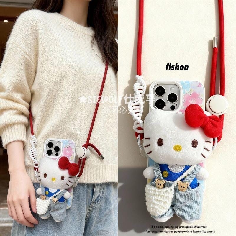 Phone Accessories Doll - かわいいハローキティ人形電話バッククリップクロスボディストラップバッグチャーム多用途漫画装飾素敵な女の子ファッションアクセサリーギフト