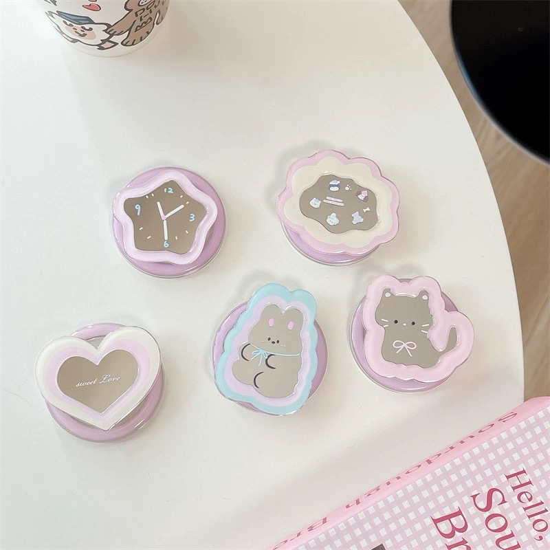 かわいいインスタ映えミラーポップソケット伸縮式カートゥーン携 - Phone Accessories Cute のレビューと価格