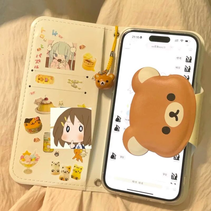 リラックマのかわいい漫画風フリップレザーカードホルダー付きi - Phone Accessories Box Set のレビューと価格