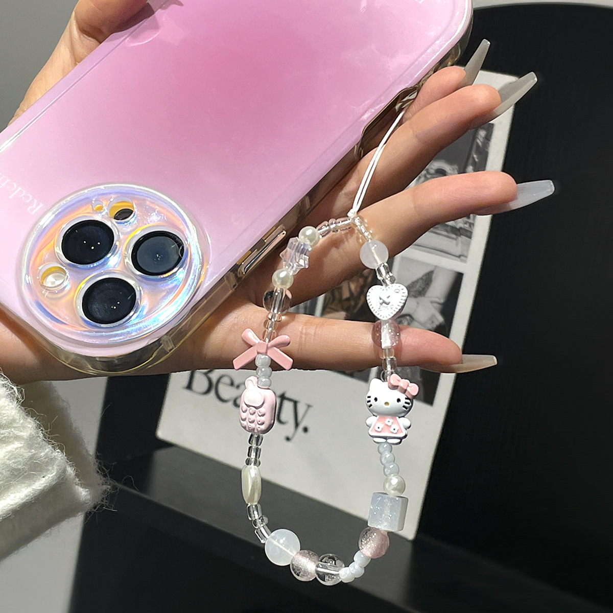 インス風可愛いハローキティ紛失防止ビーズ付きスマホストラップ - Phone Accessories Cute のレビューと価格