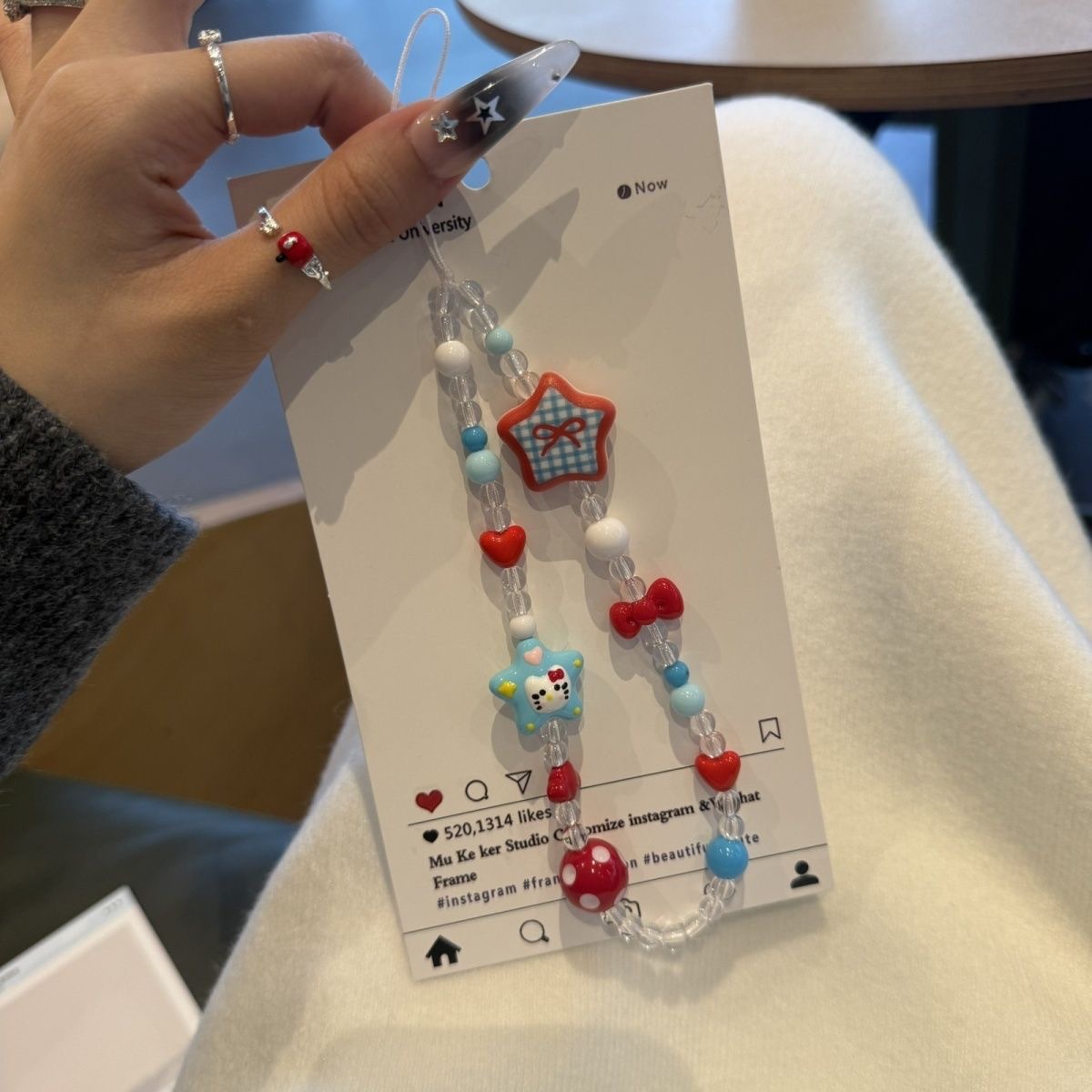かわいいINSスイートスタイルハローキティビーズキーホルダー - Phone Accessories Usa のレビューと価格